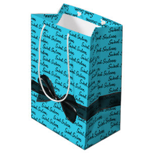 Sweet 16 Birthday Bow On Aqua Medium Gift Bag