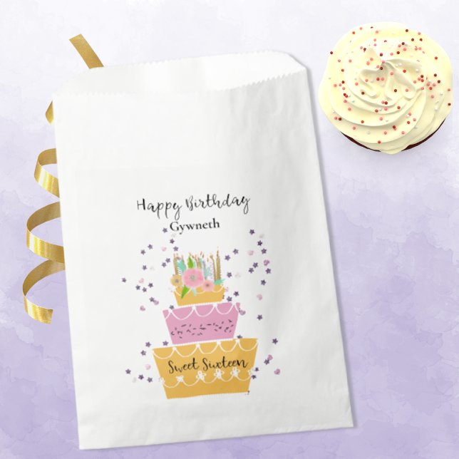 Sweet 16 Birthday Cake Favor Bags (Creator Uploaded)