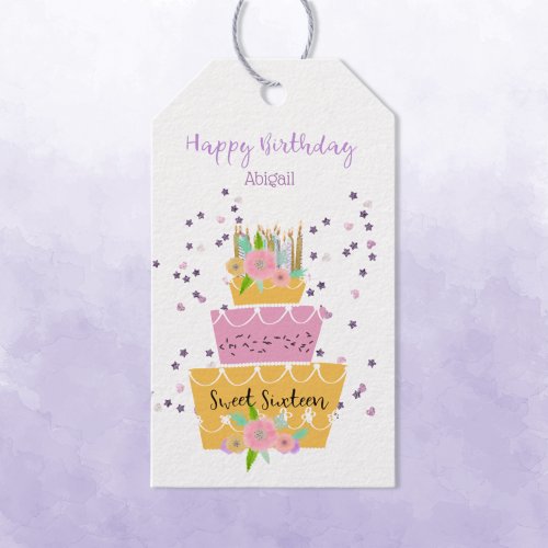 Sweet 16 Birthday Cake Gift Tag