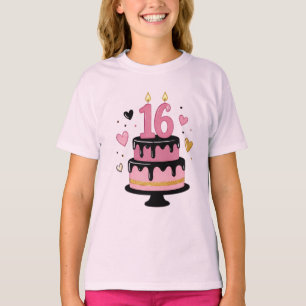 Sweet 16 Birthday Cake Graphic Teen T-Shirt