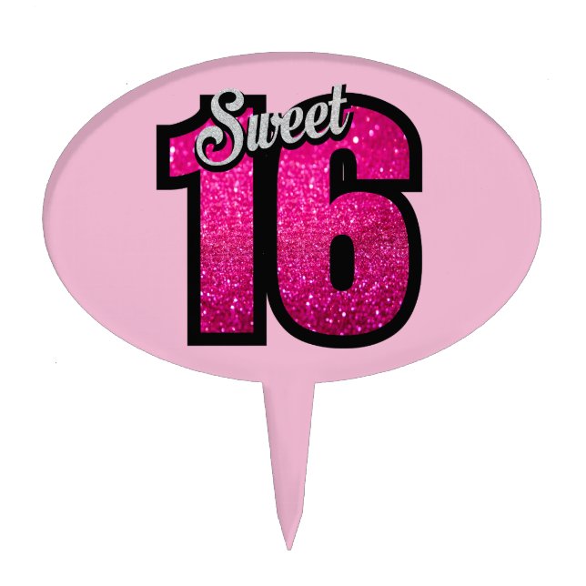 SWEET 16 BIRTHDAY CAKE TOPPER (Front)
