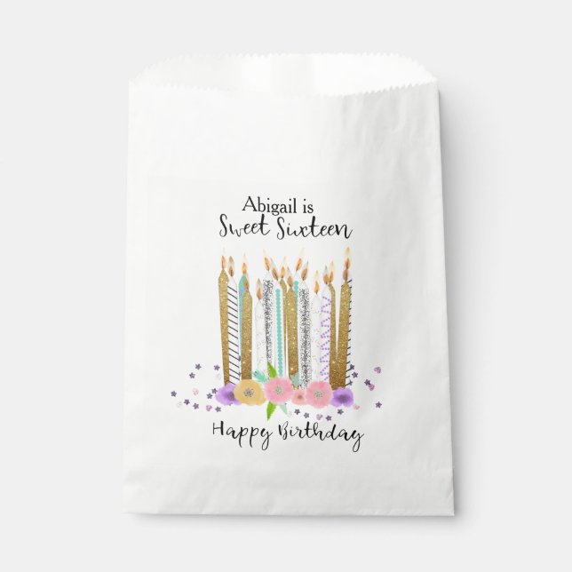 Sweet 16 Birthday Candles Favor Bags (Front)