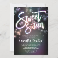Sweet 16 Birthday Colorful Neon Glow Dark Party