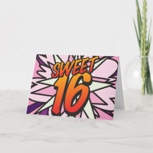 SWEET 16 BIRTHDAY Comic Book Pop Art Pink Invitation