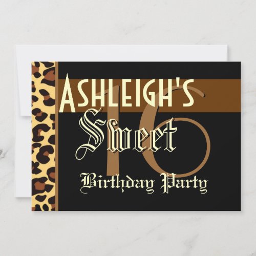 Sweet 16 Birthday Custom Template - Leopard  Print Custom Invitation