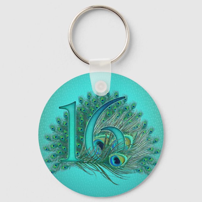 sweet 16 birthday decorated age number keychain (Front)
