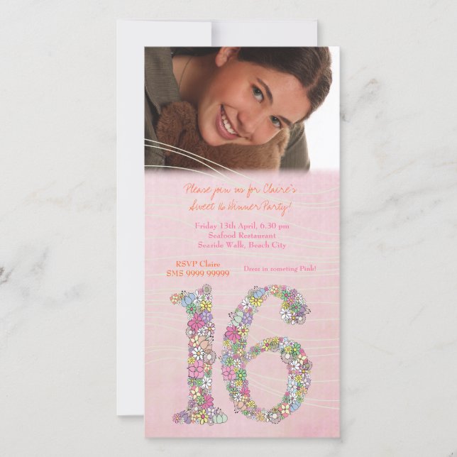 Sweet 16 Birthday Dinner Party Photo Card (Front)