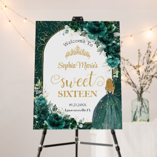 Sweet 16 Birthday Emerald Floral Blonde Princess Foam Board