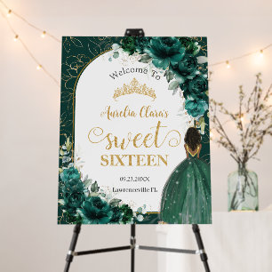 Sweet 16 Birthday Emerald Floral Brown African Foam Board