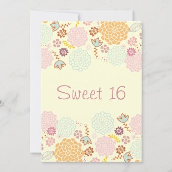 Sweet 16 Birthday Fancy Modern Floral Invitation by JK_Graphics at Zazzle