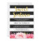 Sweet 16 Birthday Floral Gold Black White Stripes