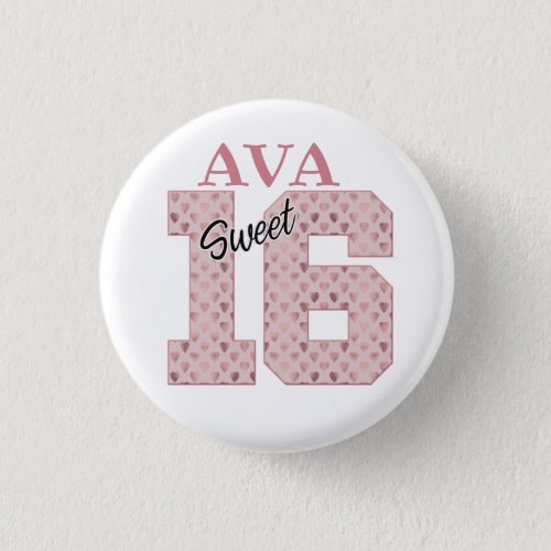 Sweet 16 Birthday Girl Rose Color Typography   Button