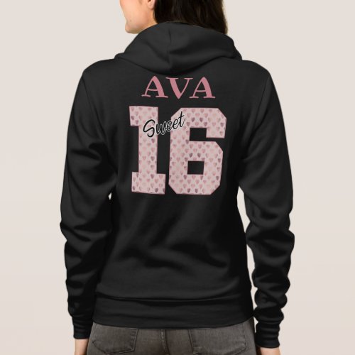 Sweet 16 Birthday Girl Rose Color Typography  Hoodie