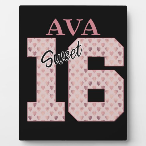 Sweet 16 Birthday Girl Rose Color Typography  Plaque