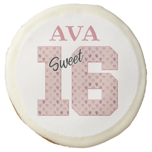 Sweet 16 Birthday Girl Rose Color Typography  Sugar Cookie