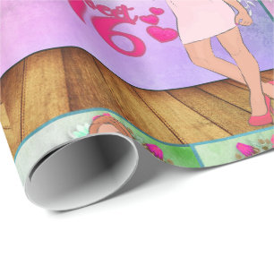 Sweet 16 Birthday Girl With Flowers Wrapping Paper