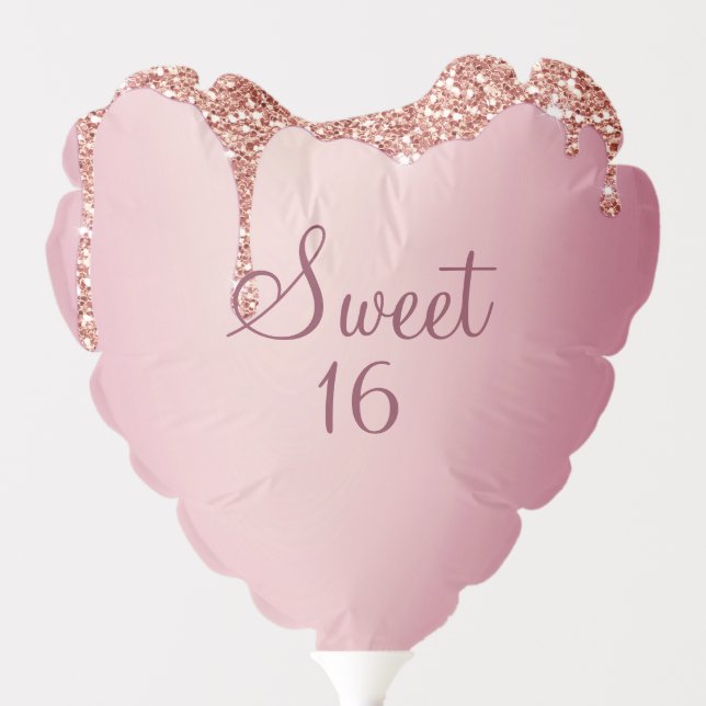 Sweet 16 Birthday Girly Pink Glam Sparkles Balloon (Front)