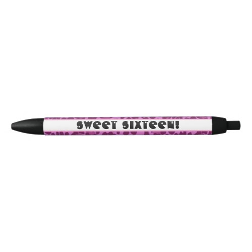 Sweet 16 Birthday Girly Pink Leopard A14A Black Ink Pen
