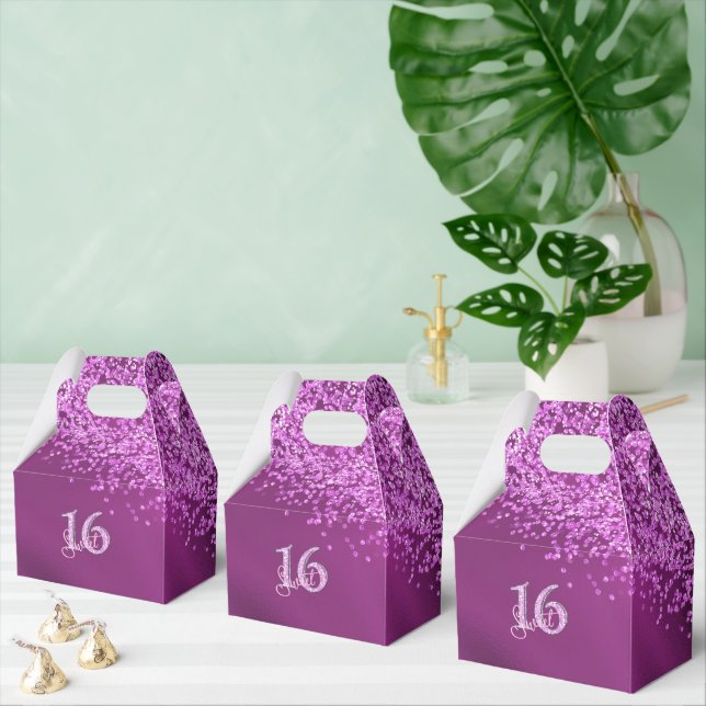 Sweet 16 Birthday Glam Pink Glitter  Favor Boxes (Multiple)