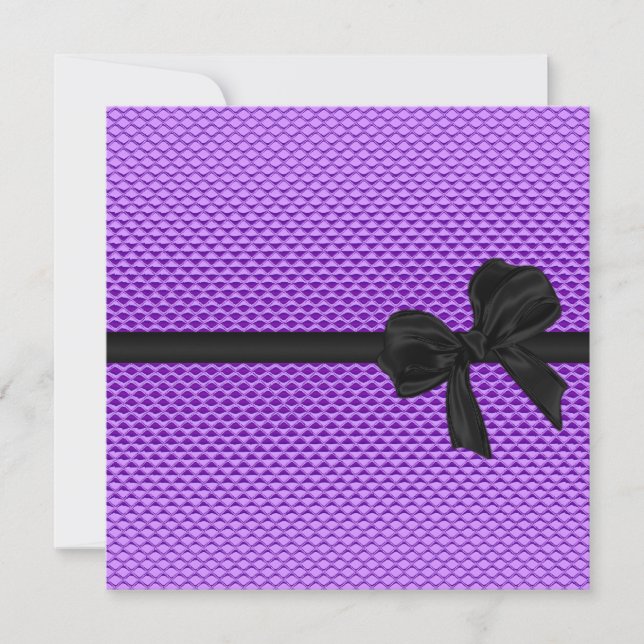Sweet 16 Birthday Glam Purple Glitter Black Bow 2 Invitation (Front)