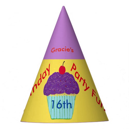 Sweet 16 Birthday Hat Purple Cupcake Edit Any Age