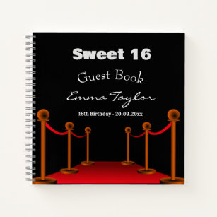 Sweet 16 Birthday Hollywood Red & Black Guest Book