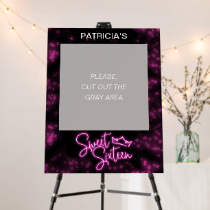 Sweet 16 Birthday Hot Pink Neon Glow Dark Party Foam Board