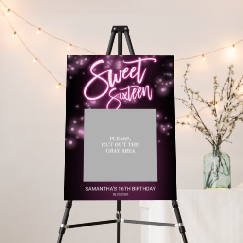 Sweet 16 Birthday Hot Pink Neon Glow Dark Party Foam Board