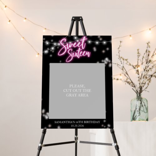 Sweet 16 Birthday Hot Pink Neon Glow Dark Party Foam Board