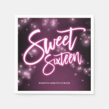 Sweet 16 Birthday Hot Pink Neon Glow Effect Party