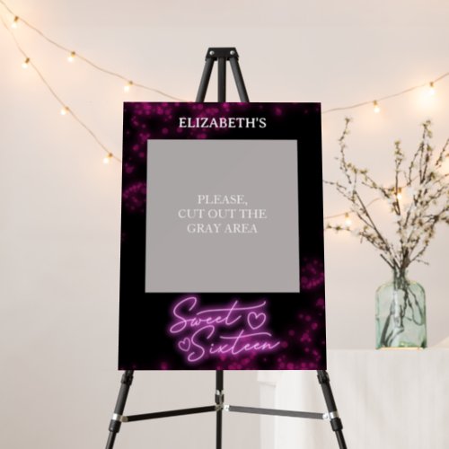 Sweet 16 Birthday Hot Pink Neon Glow Photo Prop Foam Board