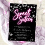 Sweet 16 Birthday Hot Pink Neon Themed Party  Invitation