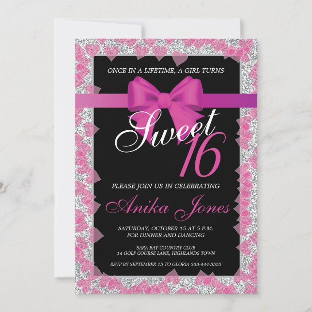Sweet 16 birthday invitation (Front)