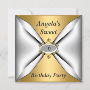 Sweet 16 birthday Invitation Gold