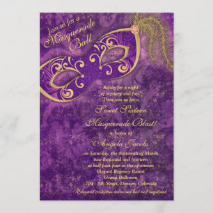 Sweet 16 Birthday Invitation Masquerade Purple