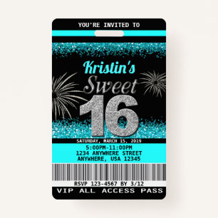 Sweet 16 Birthday Invitations Badge