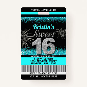 Sweet 16 Birthday Invitations Badge