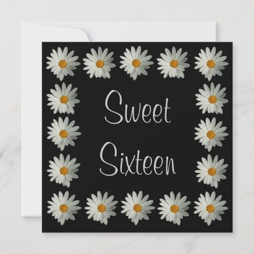 Sweet 16 Birthday Invitations _ Daisy Flower