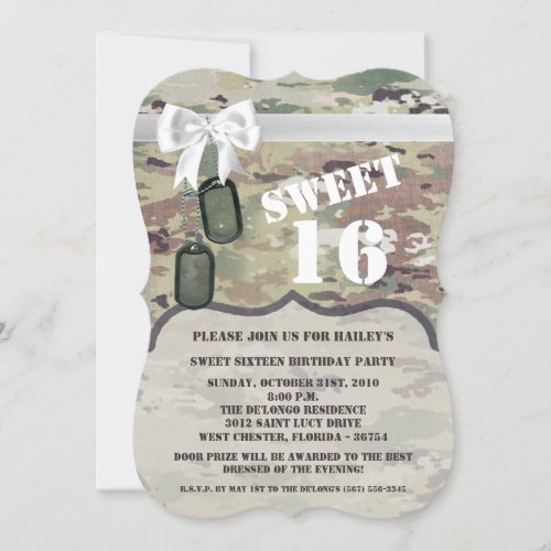 Sweet 16 Birthday Invite Army OCP Camo Uniform Cam