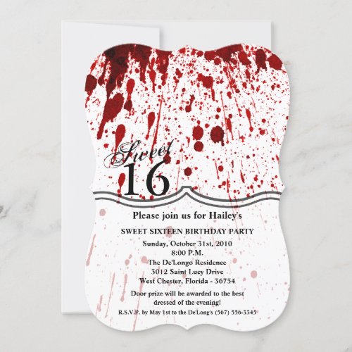 Sweet 16 Birthday Invite Blood Splatter Vampire Go