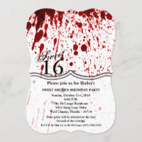 Sweet 16 Birthday Invite Blood Splatter Vampire Go