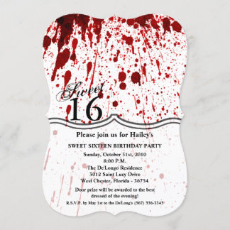 Sweet 16 Birthday Invite Blood Splatter Vampire Go