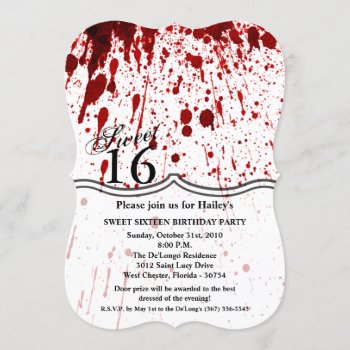 Sweet 16 Birthday Invite Blood Splatter Vampire Go by AnnLeeDesigns at Zazzle