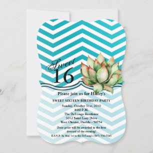Sweet 16 Birthday Invite Boho Cacti Cactus Succule