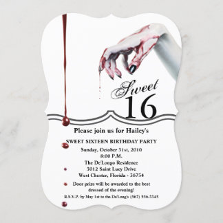 Sweet 16 Birthday Invite zombie blood drip vampire