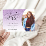 Sweet 16 Birthday Light Purple Glitter Glam Photo  Invitation<br><div class="desc">This trendy glitter birthday party invitation features an elegant typography heading and your favorite photo.  Add your custom text using the template form.  Additional options for text and layout are available if you choose to customize further.</div>