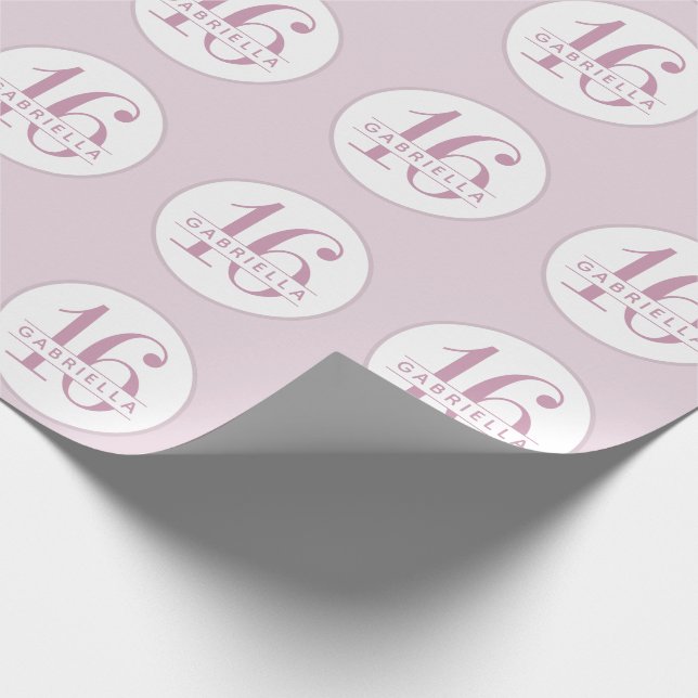 Sweet 16 Birthday Orchid Purple Personalized Wrapping Paper (Corner)