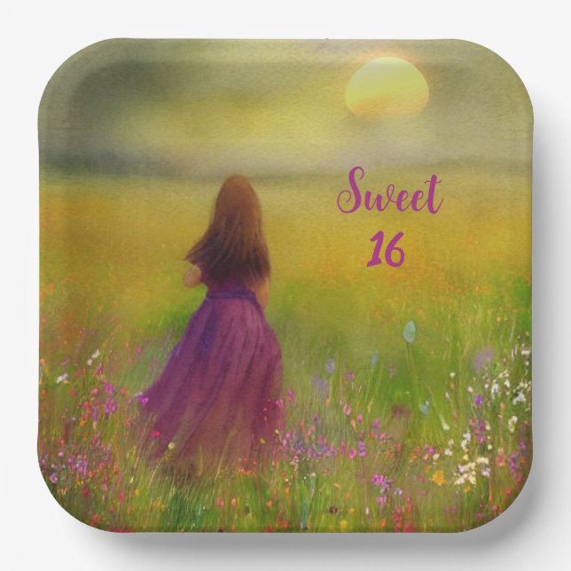 Sweet 16 Birthday Paper Plates (Front)