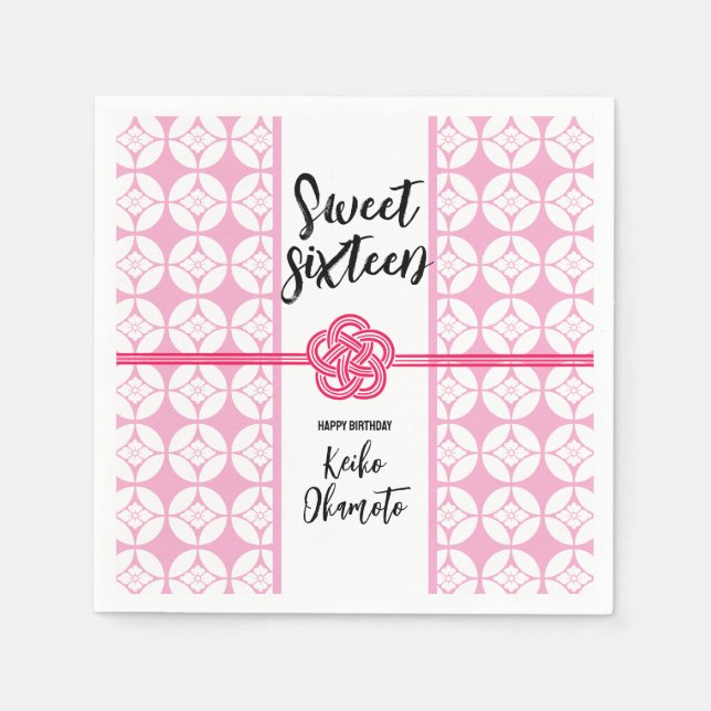 Sweet 16 Birthday party 花菱七宝紋 Hanabishi Shippo Napkins (Front)