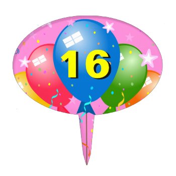 Sweet 16 Birthday Party Age Custom Oval Cake Pick by sunnymars at Zazzle